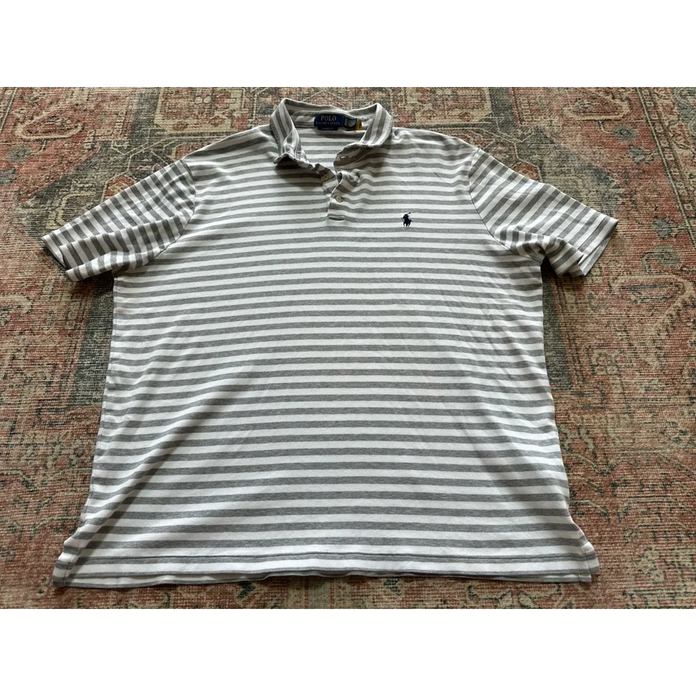 Polo Ralph Lauren Men’s Soft Classic Cotton Polo Shirt Grey White Size XL